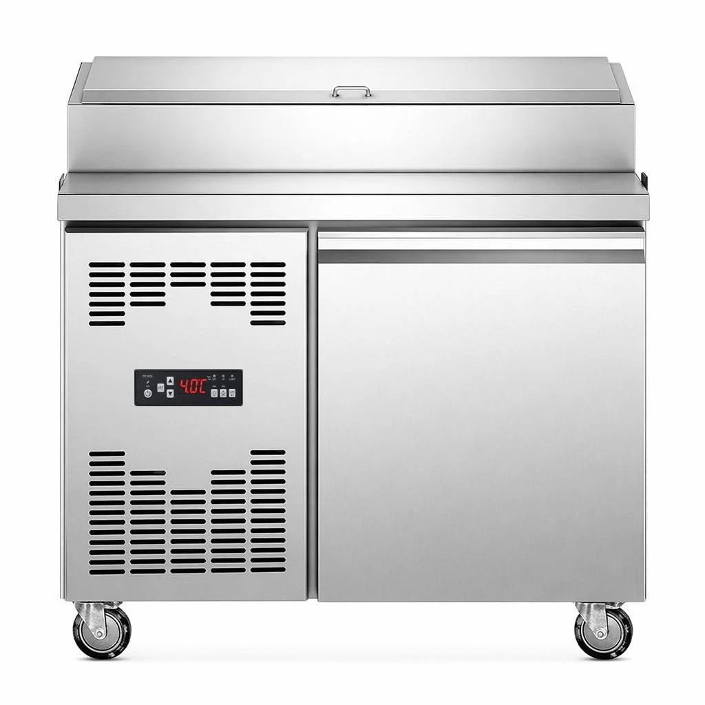 Commercial Stainless Steel Pizza Salad Prep Table Refrigerated Workstation for Pizzeria & Sandwich Shop