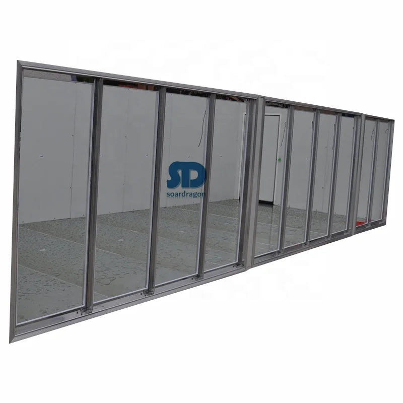 Soardragon Walk in Freezer Glass Door Black Glass Door Drinks Display Cold Room Silver Frame Glass Door Cold Room with Shelf