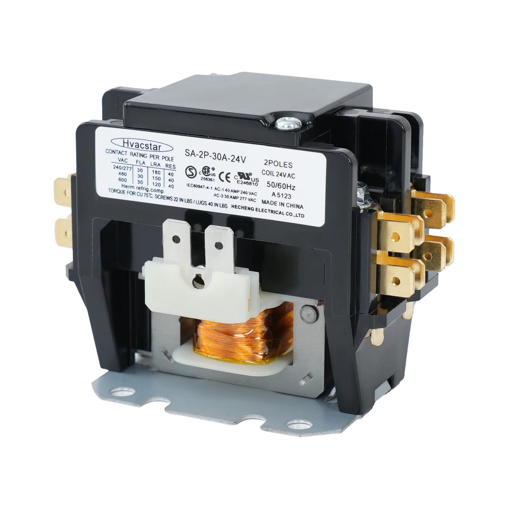 CUL Certified SA Electrical and Magnetic 1 Phase AC Contactor  air Conditioning  2 Pole 30A 24V Electronic Components