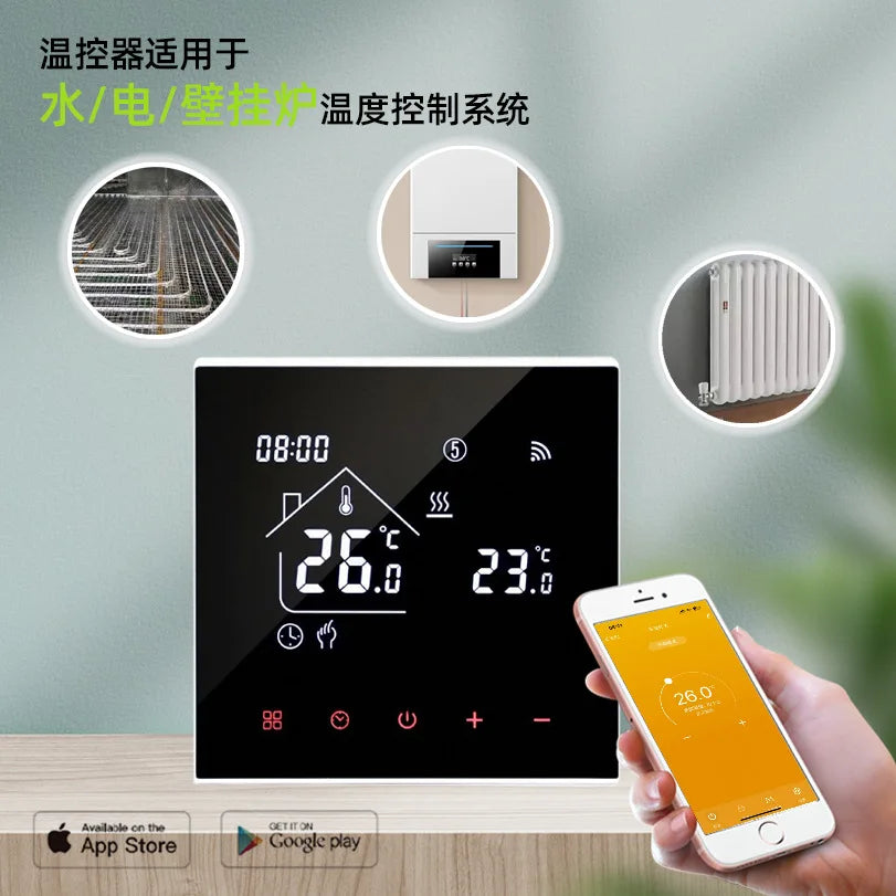 HVAC Control Touch Screen Programmable for Floor Heating 16A 230V Digital Room Thermostat WIFI TUYA APP