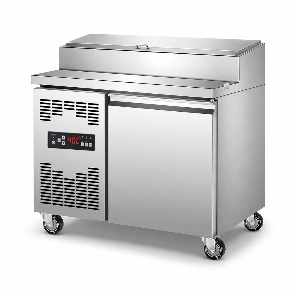 Commercial Stainless Steel Pizza Salad Prep Table Refrigerated Workstation for Pizzeria & Sandwich Shop