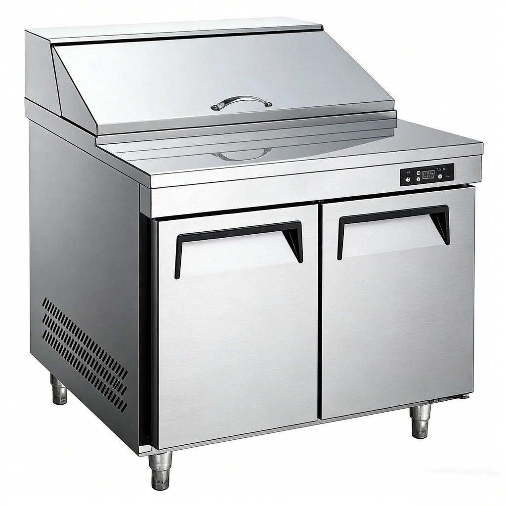 Commercial 1/2/3Doors Efficient Refrigerator Sandwich Salad Prep Table Kitchen Freezer Stainless Steel Platform Bestselling