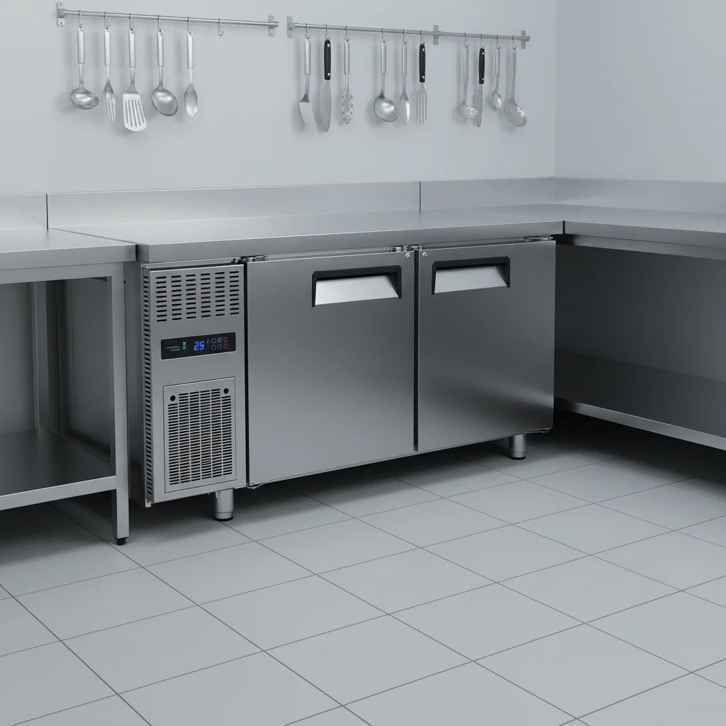 Commercial 2-Door Undercounter Refrigerator - 304/201 Stainless Steel Energy Efficient Auto Defrost