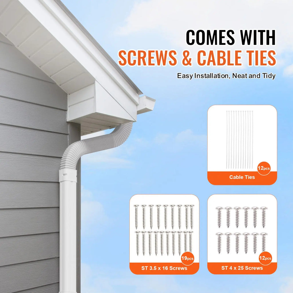 Mini Split Air Conditioner Line Set Cover 3 Inch W 10Ft L PVC Decorative Pipe 5 Straight Ducts Full Coverage for Gas Powered AC