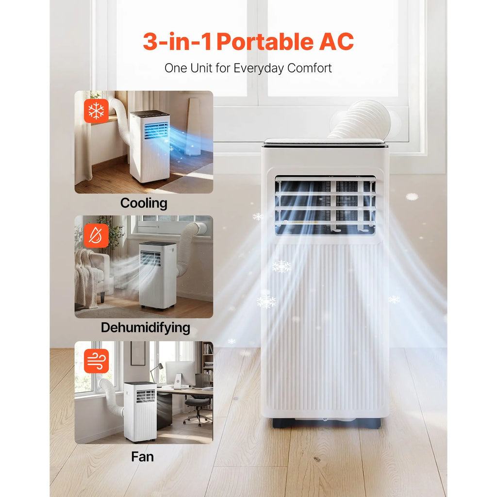 8000 BTU ASHRAE (5000 BTU SACC) 3-in-1 Standing Cooling AC Unit LED Touch Panel Remote Control Portable Air Conditioner Model