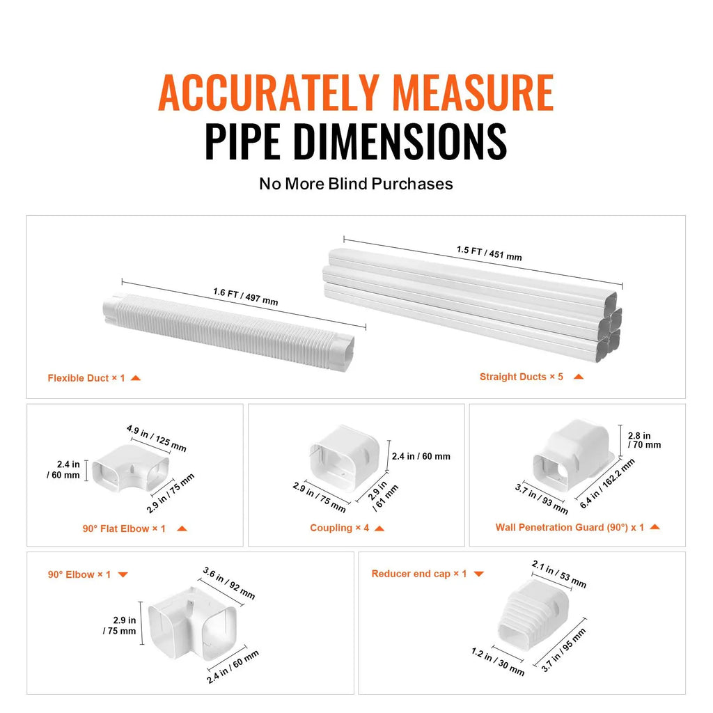 Mini Split Air Conditioner Line Set Cover 3 Inch W 10Ft L PVC Decorative Pipe 5 Straight Ducts Full Coverage for Gas Powered AC