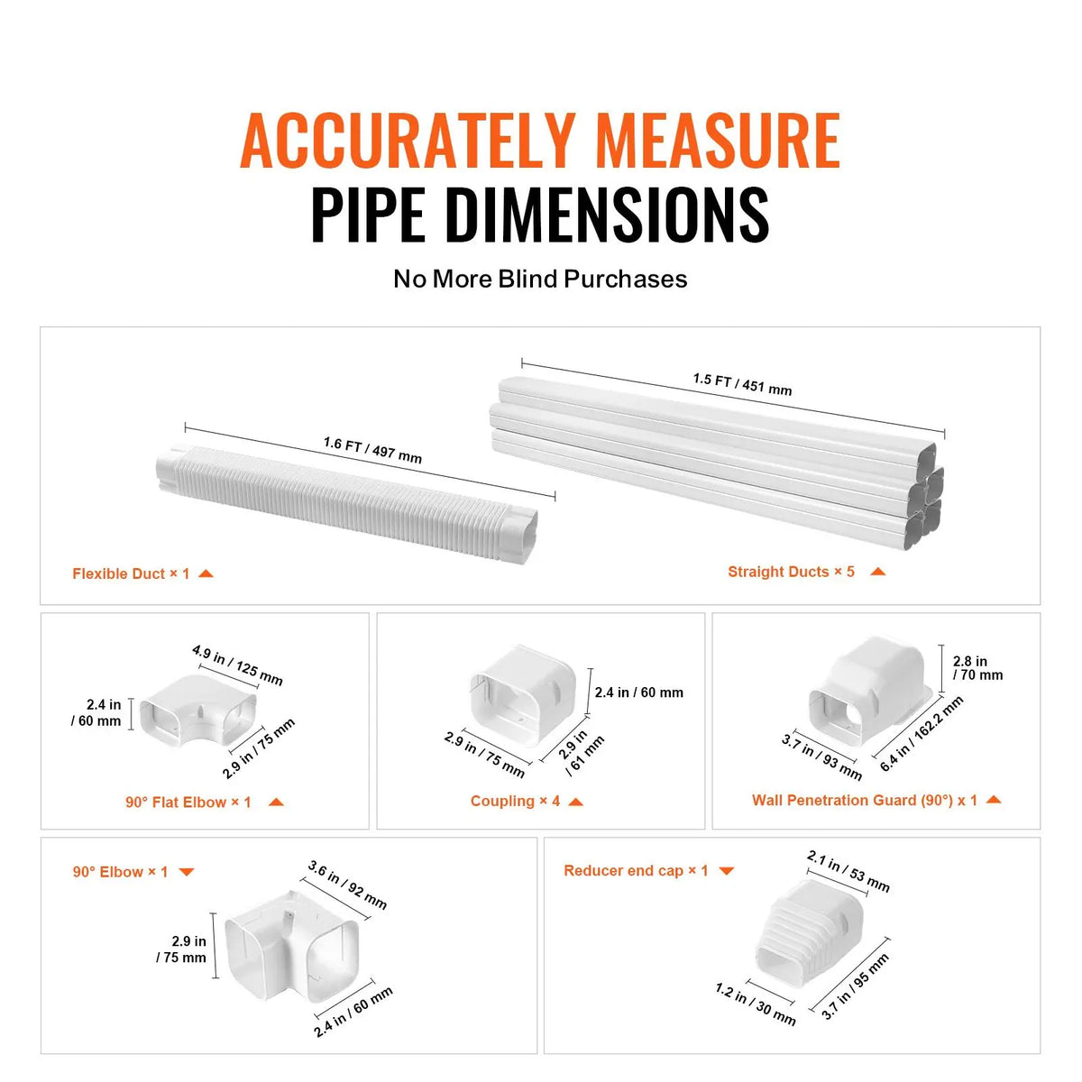 Mini Split Air Conditioner Line Set Cover 3 Inch W 10Ft L PVC Decorative Pipe 5 Straight Ducts Full Coverage for Gas Powered AC