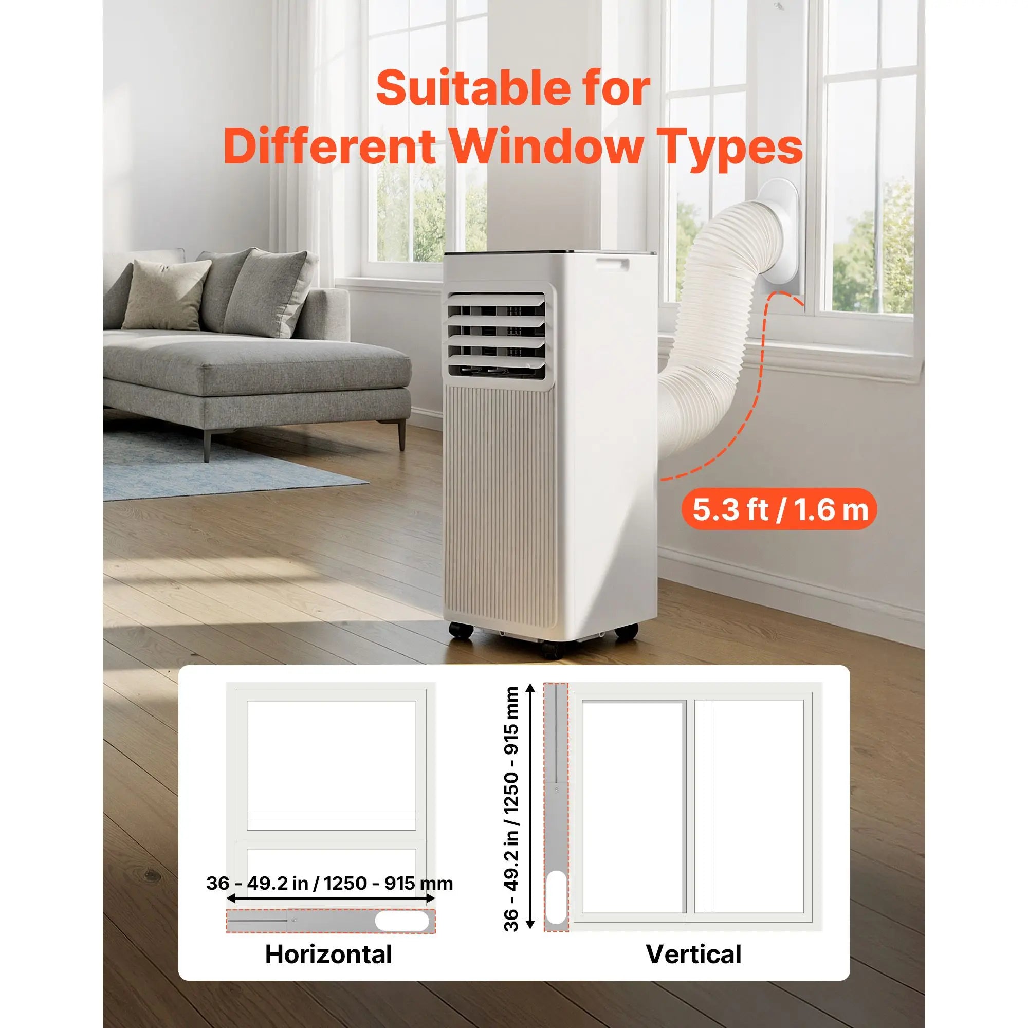 8000 BTU ASHRAE (5000 BTU SACC) 3-in-1 Standing Cooling AC Unit LED Touch Panel Remote Control Portable Air Conditioner Model