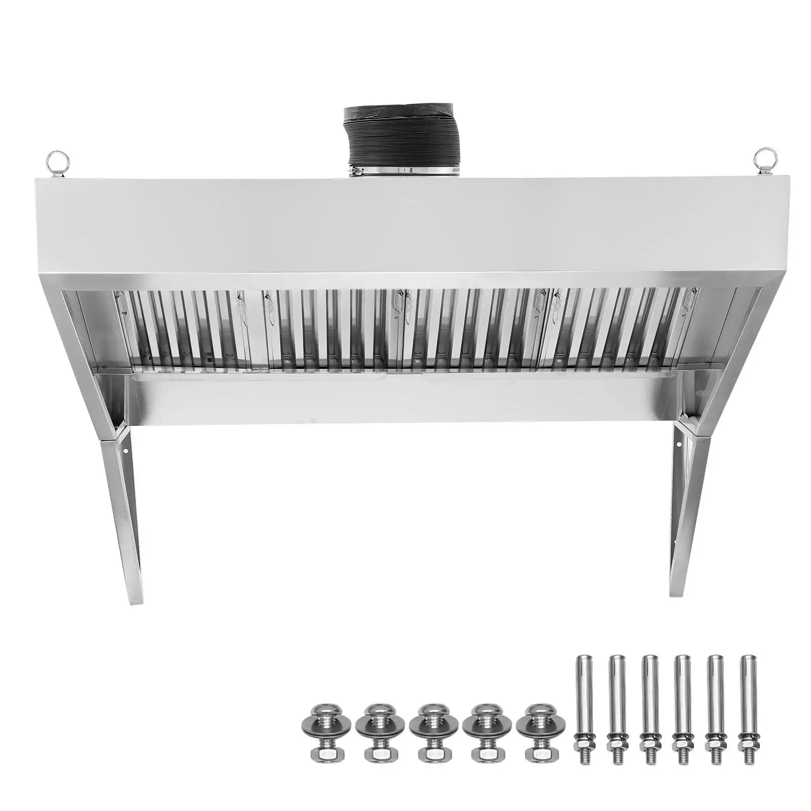 Commercial 5FT Stainless Steel 201 Exhaust Hood for Kitchen Detachable U-Shaped Gr for Food Truck and Concession Trailer