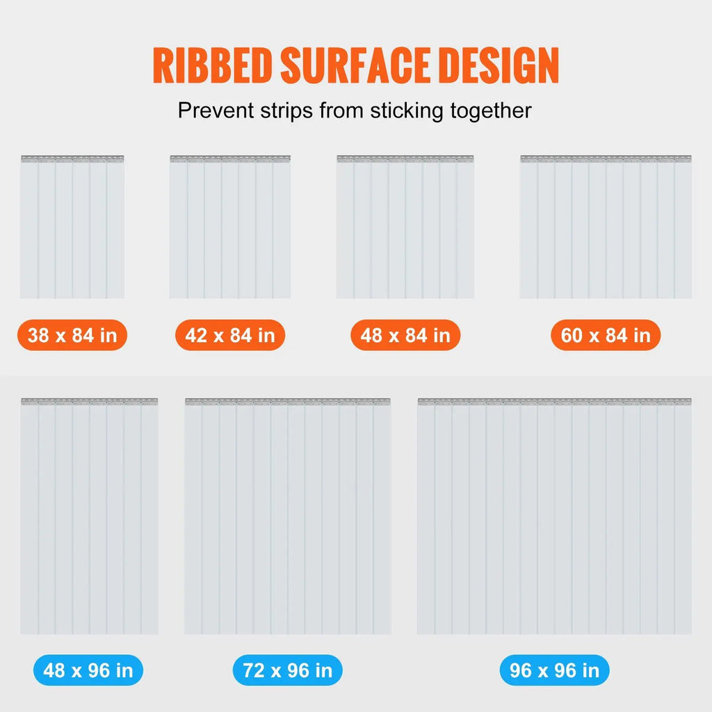 PVC Strip Curtain 84 In Height 42 In Width 0.08 In Thickness 7PCS Clear Door Strips For Freezers Warehouses 50% Overlap