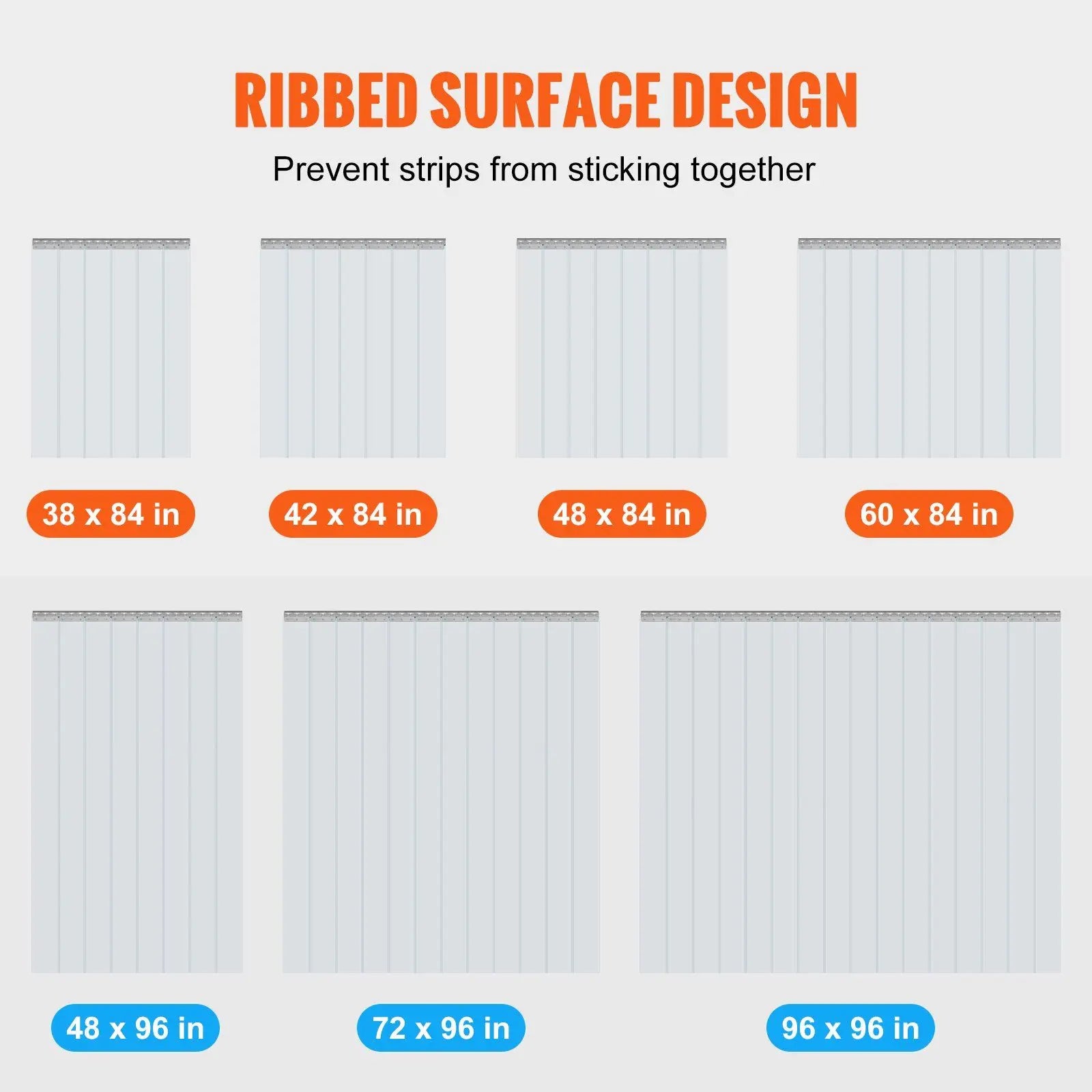 PVC Strip Curtain 84 In Height 42 In Width 0.08 In Thickness 7PCS Clear Door Strips For Freezers Warehouses 50% Overlap