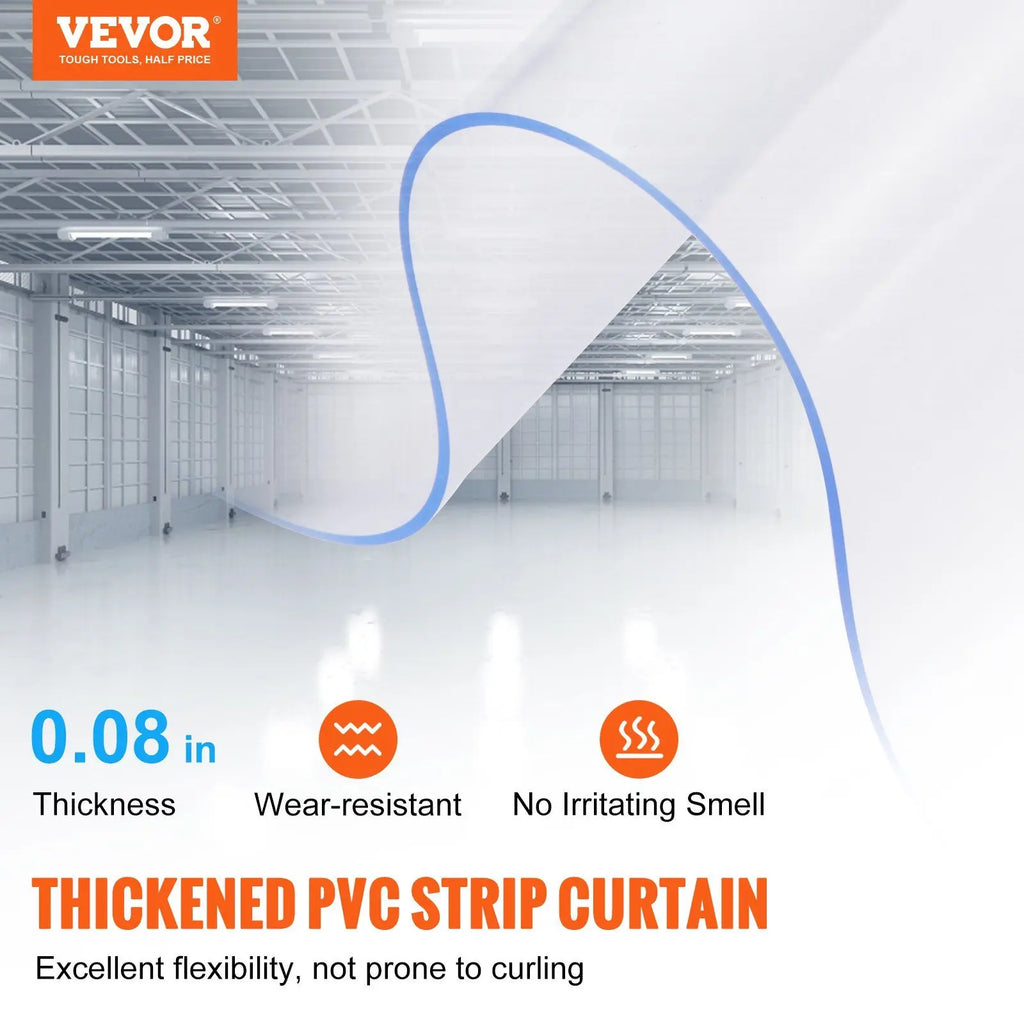 PVC Strip Curtain 84 In Height 42 In Width 0.08 In Thickness 7PCS Clear Door Strips For Freezers Warehouses 50% Overlap