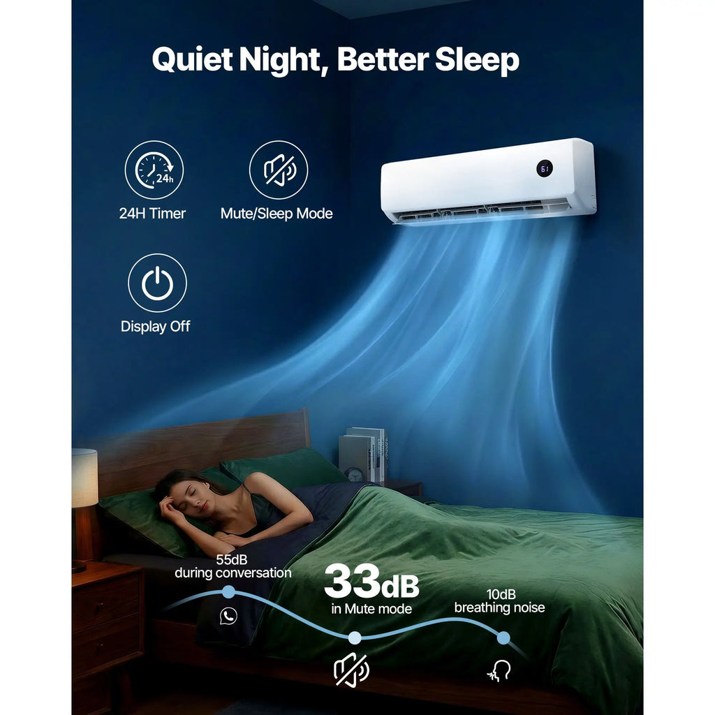 18,000 BTU Mini Split Air Conditioner 230V 12 SEER2 Inverter System Heat Pump R32 Refrigerant 1250 Sq ft Timer Model D01007HREMP
