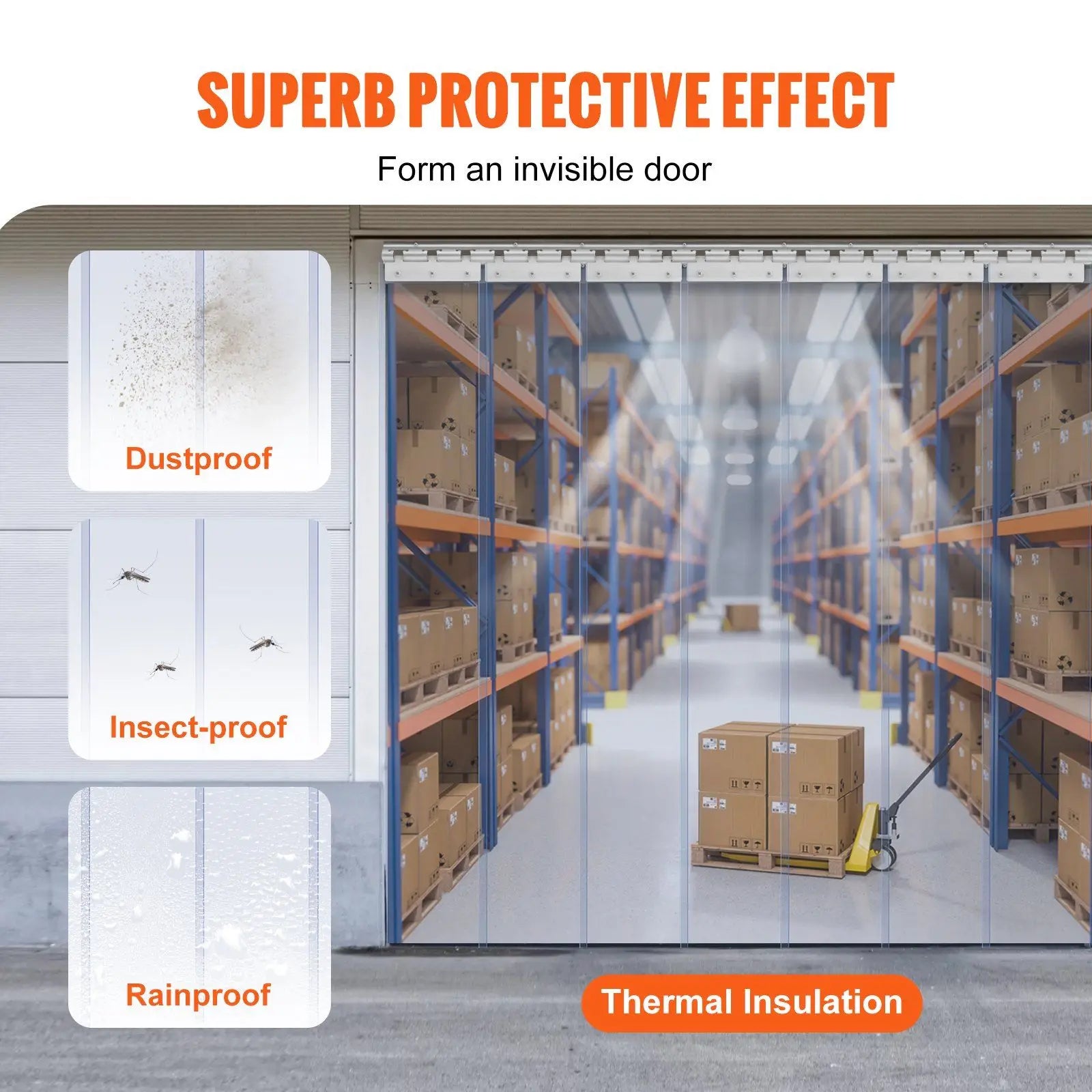 PVC Strip Curtain 84 In Height 42 In Width 0.08 In Thickness 7PCS Clear Door Strips For Freezers Warehouses 50% Overlap