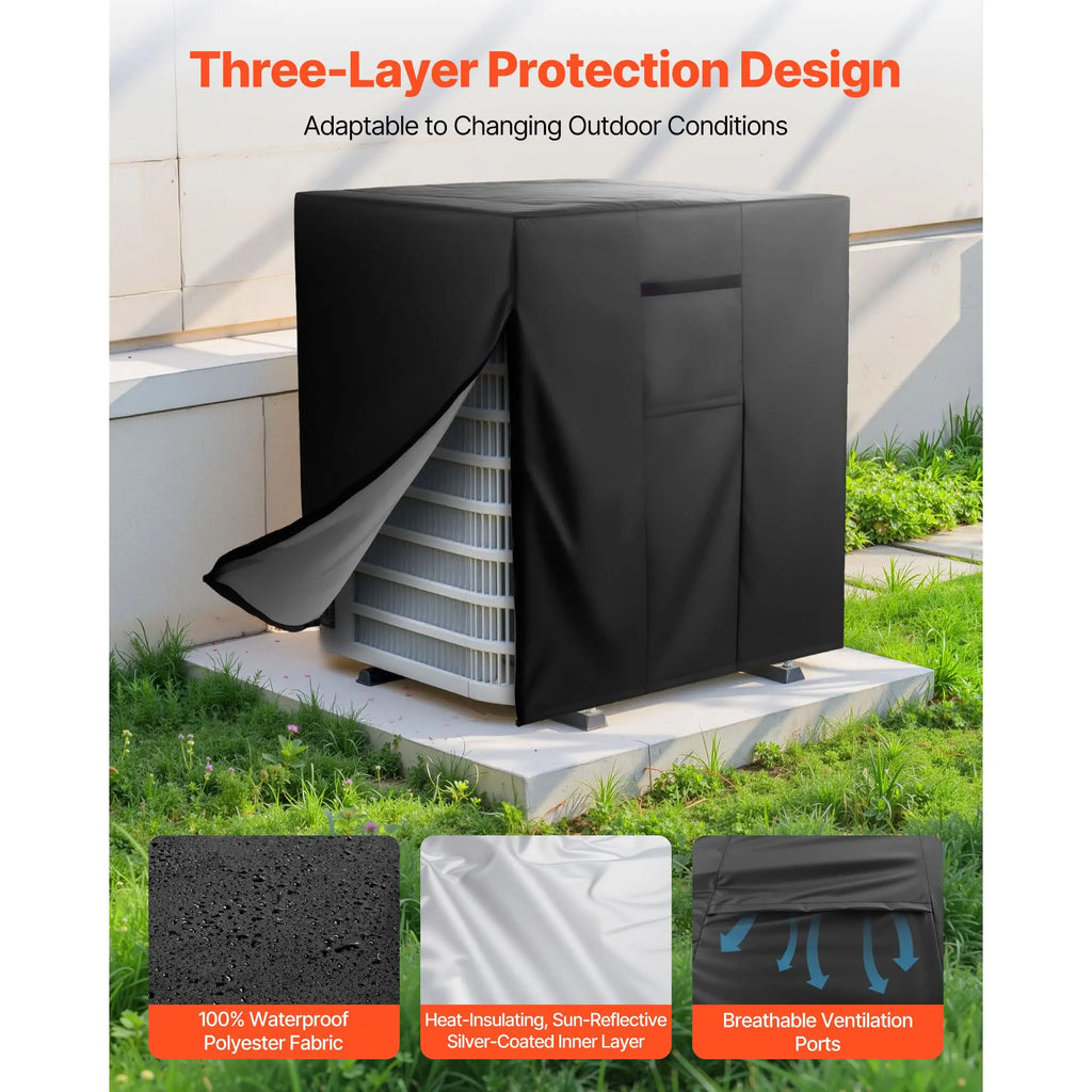 26 X 26 X 32 Inch AC Cover Three-Layer Waterproof Polyester Fabric Mesh for Air Conditioner Unit PE Type Pipe